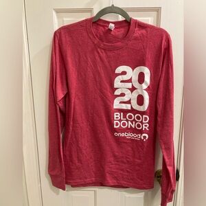 One Blood 2020 Blood Donor Long Sleeve Shirt Red Unisex size S NEW